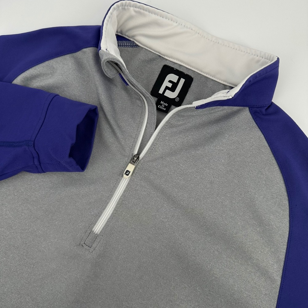 FootJoy Quarter Zip Pullover Small Grey Purple Excellent Golf Athletic Top